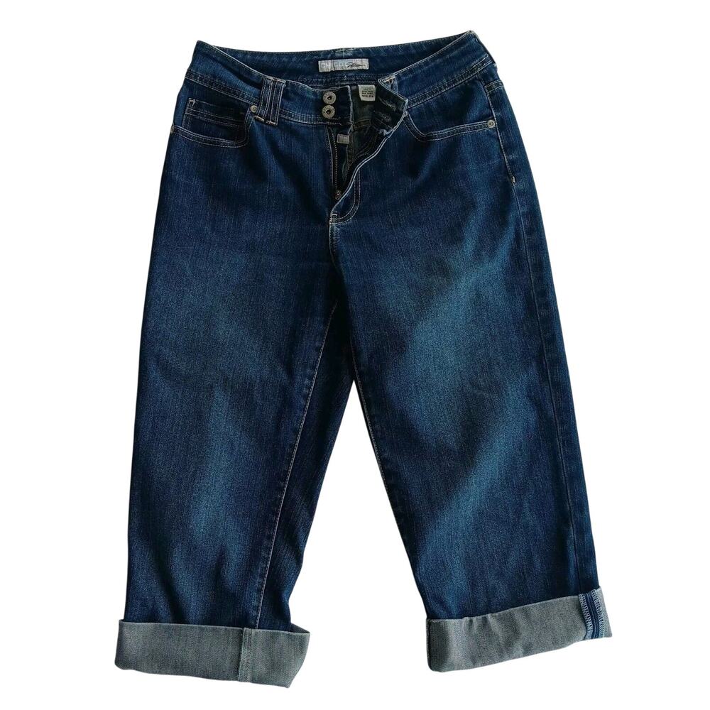 Chico's Platinum Denim Capri Cuffed Jeans Sz 0.5 Size 6 Cotton Spandex Size 6